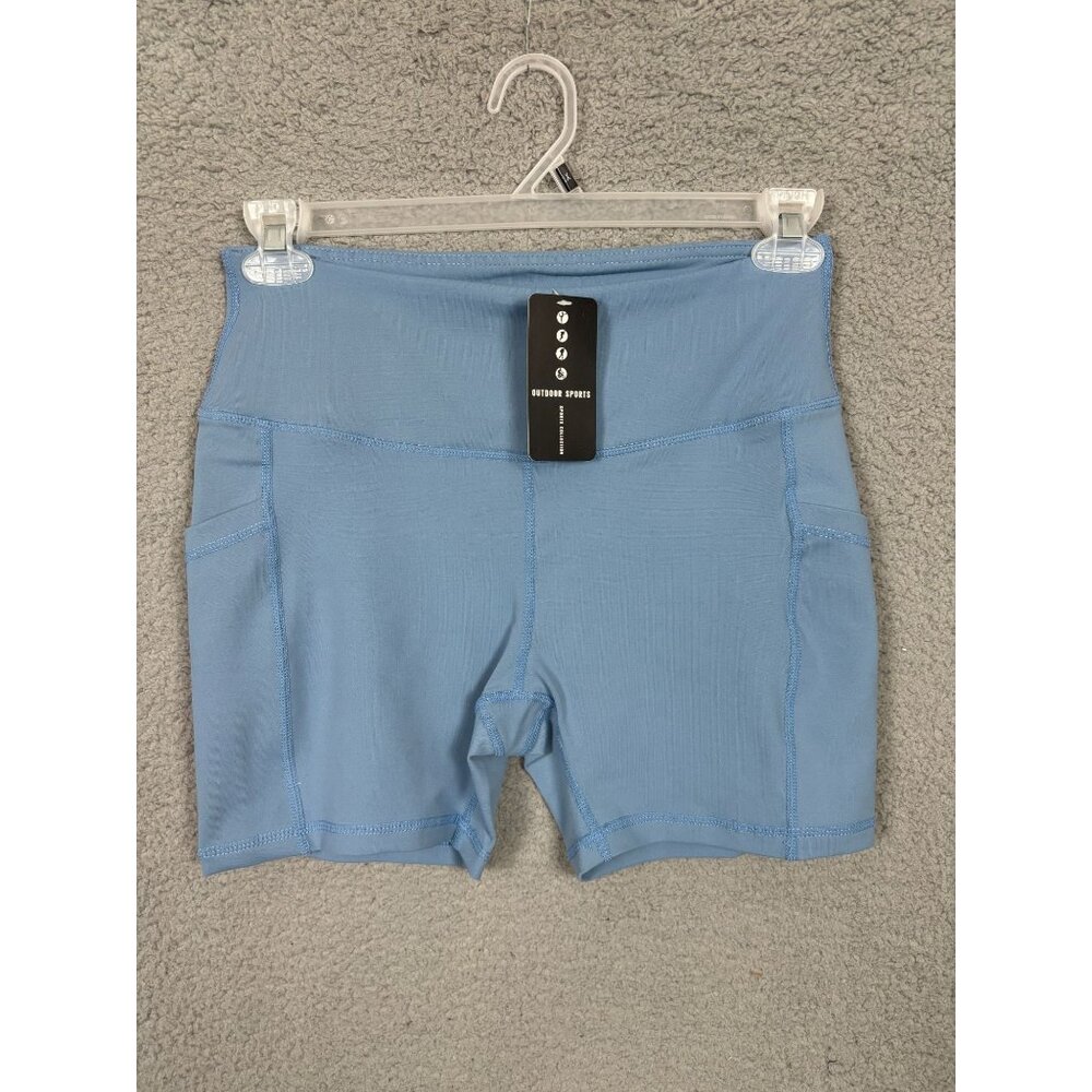 Outdoor Sports High-Waisted Women's Biker Shorts Side Pockets Blue  XL NWT's